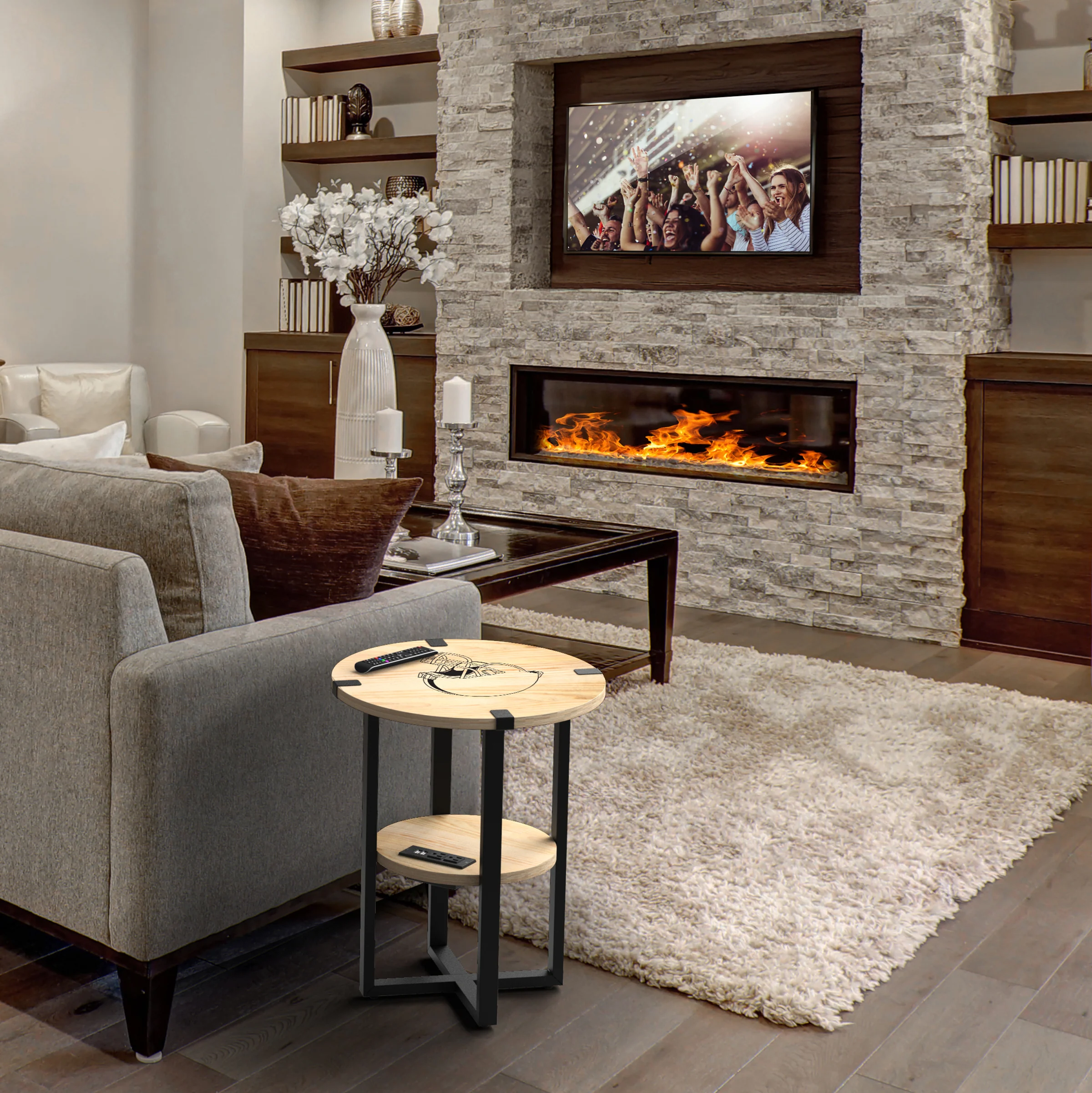 NFL Licensed Round Side Table with Charger - Image 71