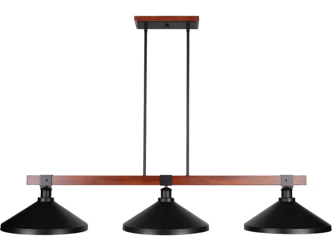 Toltec Lighting Tacoma 3-Light with Matte Black Metal Shades